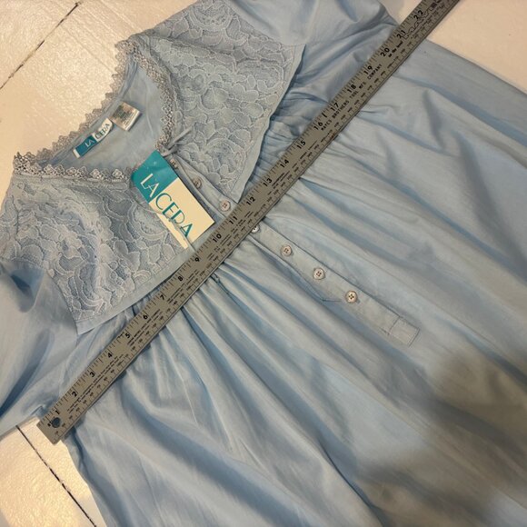 La Cera 100% Blue Cotton Nightgown Small NWT - Picture 12 of 13